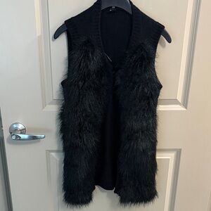 H&M Black Faux Fur Vest